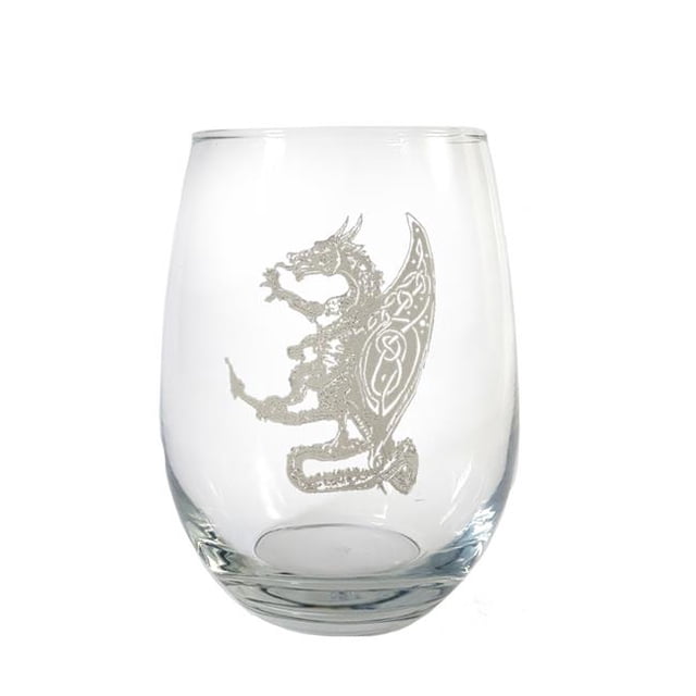 Lyoncraft SWDG01 18 oz Celtic Dragon Engraved Stemless Wine Glass