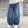 thumbnail image 7 of Spazoro Boys Denim Pants with Pockets, Loose Fit Zip Fly Durable Wide Leg Panel Detail Baggy Jeans Street Bottoms Blue Size 5-6, 7 of 7