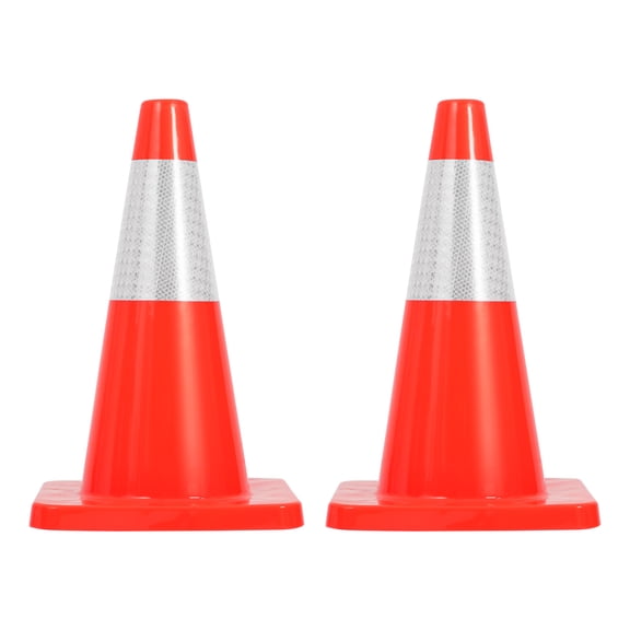 Safety Cones 18 in,PVC Orange Traffic Cone with Reflective Collar Used for Traffic Control, Driveway Road Parking and School Improvement