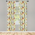 thumbnail image 3 of Ambesonne Floral Curtains, Spring Lemons Leaves, Pair of 28"x84", Red Yellow Forest Green, 3 of 5