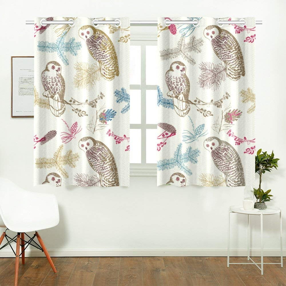 CADecor Owl Pattern Print Window Treatment Panel Curtains Window