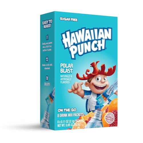 Hawaiian Punch Powder Drink Mix – Sugar Free & Delicious, Excellent Source Of Vitamin C (Polar Blast, 96 Sticks)
