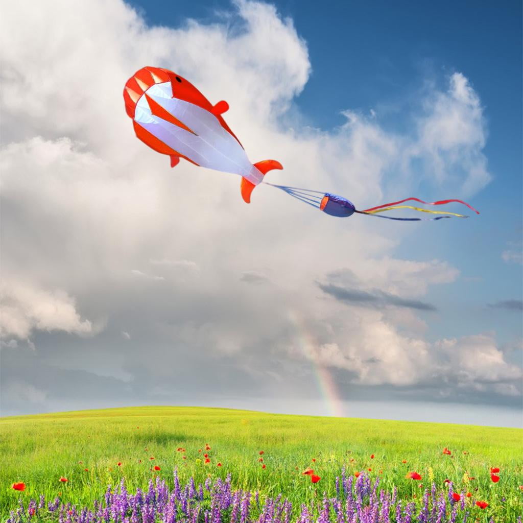 DimyFew 3D Dolphin Kite Childhood Dolphin Orange Soar Priceless Parafoil Gift for Sports red
