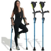 Ergobaum 7G by Ergoactives. 1 Pair (2 Units) of Ergonomic Forearm Crutches - Adult 5' - 6'6'' Adjustable, Foldable, Ergonomic, Shock Absorbers (Blue)
