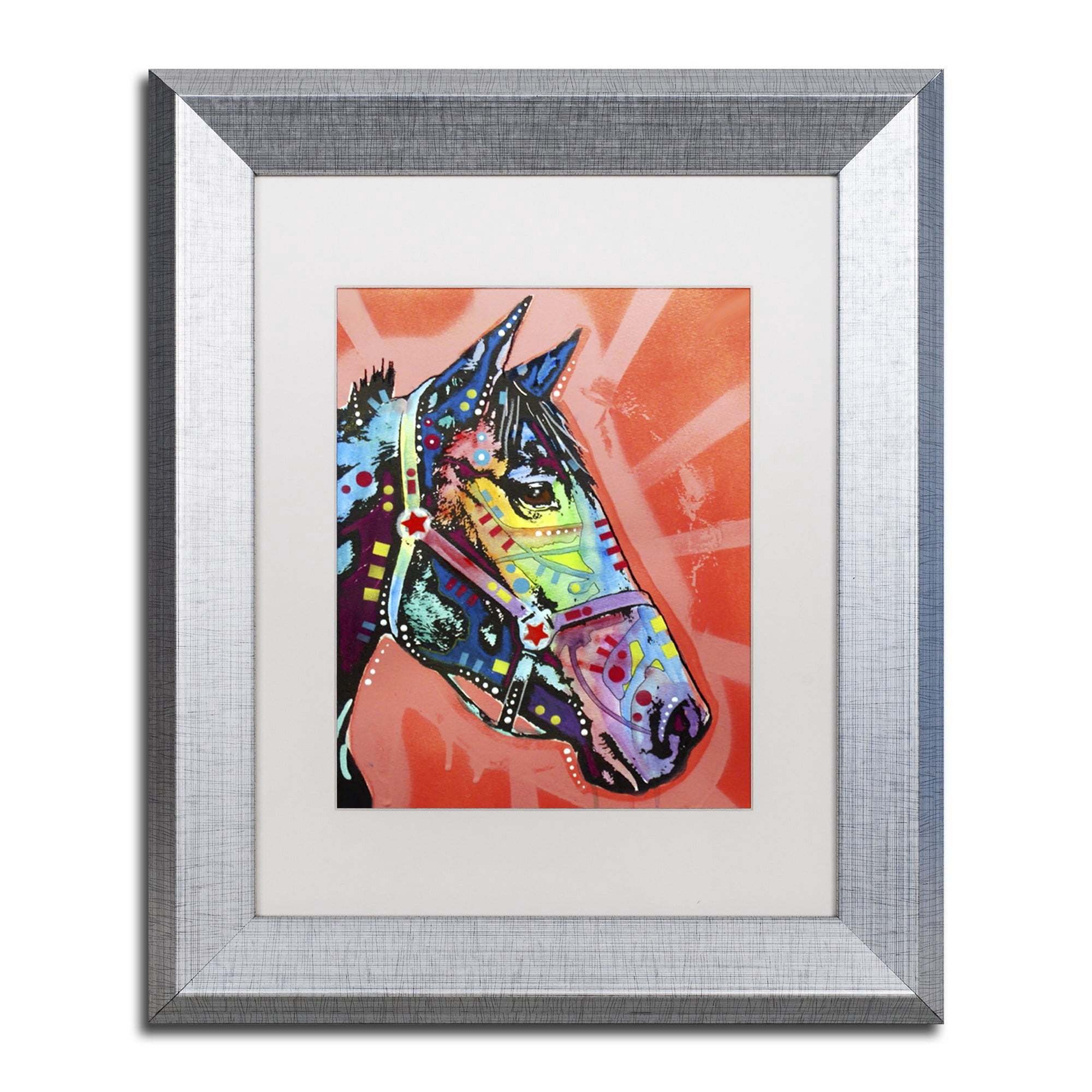 Trademark Fine Art 'WC Horse 3' Canvas Art by Dean Russo, White Matte, Silver Frame