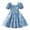 A01-Blue, variant on FYDUU Toddler Summer Dresses For Girls Elegant Dress With Puff Sleeves And Bowknot Back Parties Beach School Casual Outings Handsome Fashion 3-4 Years