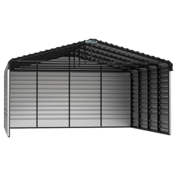 Arrow 20 x 20 x 9 ft Eggshell Steel Carport With 3 Wall Kit