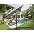 thumbnail image 2 of 6x9FT Outdoor Rectangular Umbrella with with Crank and Push Button Tilt, Large Sun Patio Waterproof Umbrella for Deck Pool Backyard Garden, No Base Included, Frozen Dew, 2 of 7