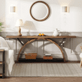 thumbnail image 3 of Tribesigns Console Table with Storage Shelf, 70.87" Sofa Table Behind Couch, 2-Tier Rustic Entryway Table with Half Moon Frame for Hallway (Brown & Black), 3 of 7