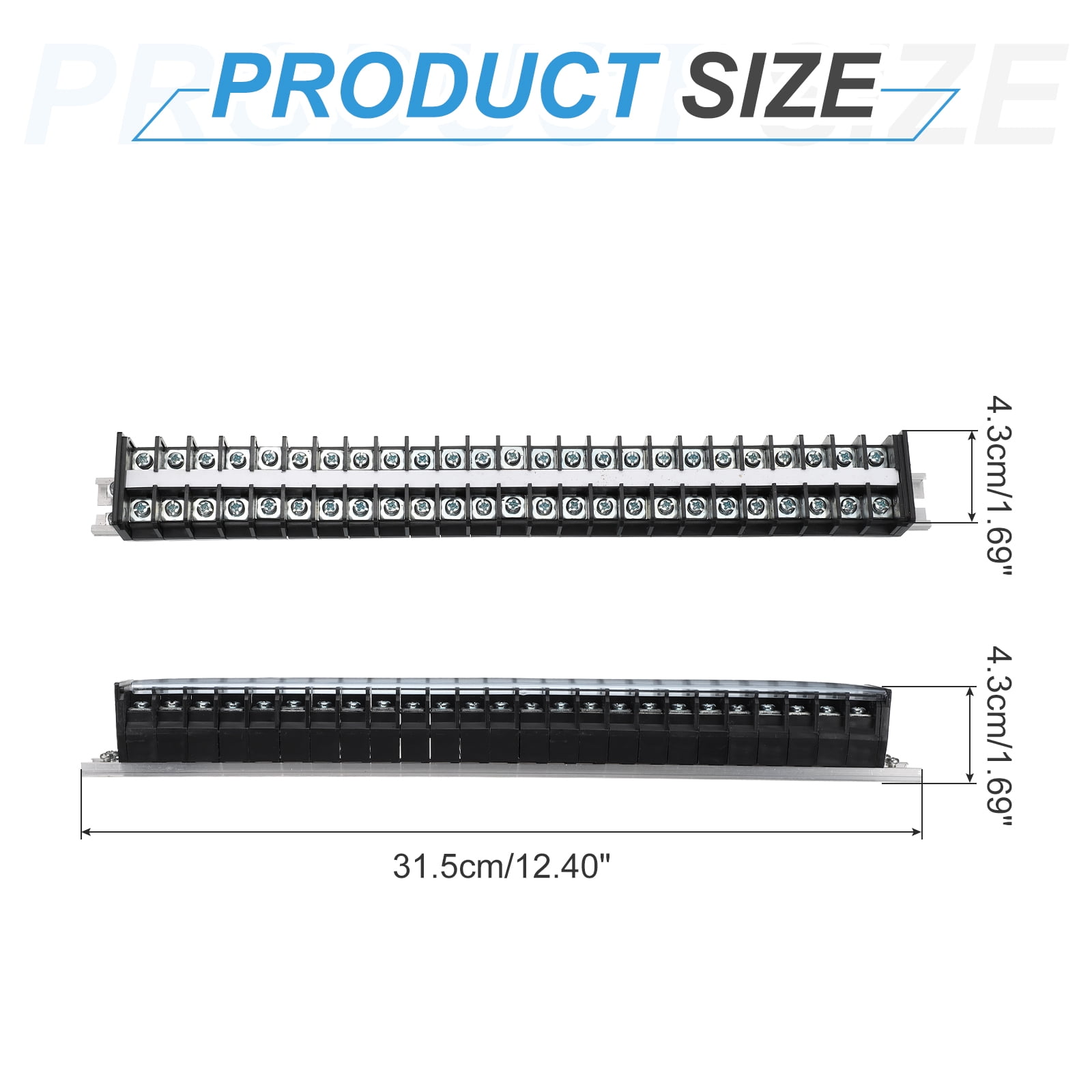 1 Pcs Barrier Terminal Strip Block 660V 30A Dual Rows 25 Positions Rail Base Screw Connector(The Shell is Made of Flame Retardant and Heat Resistant Material)