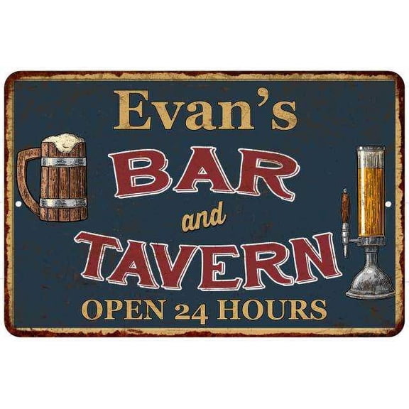 Evan's Green Bar & Tavern Rustic Sign 8 x 12 High Gloss Metal 208120047040