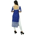 thumbnail image 5 of Bimba Womens Designer Blue Cotton Kurta Long Straight Kurti Classic Chic, 5 of 8