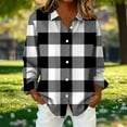thumbnail image 2 of Lenpel Button down Shirts for Women Plus Size Long Sleeve Curved Hem Plaid Collared Blouses Loose Dressy Casual Tops(Black,XX-Large), 2 of 6