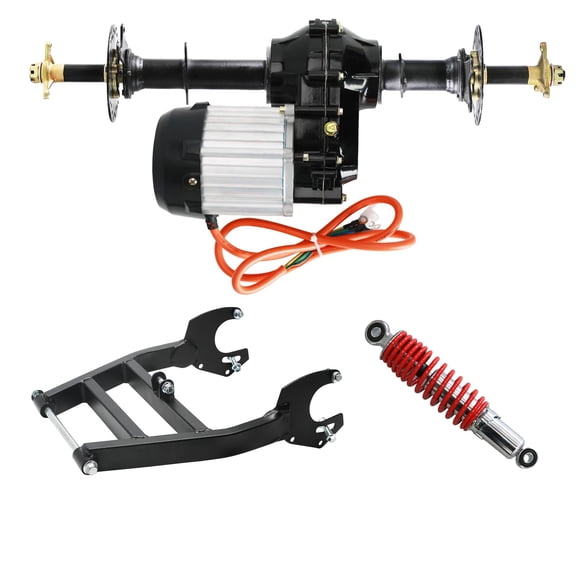 760mm 30" Go-Kart Rear Axle Kit 72V 1500W Brushless Differential Motor Kit, 3 Stud Hubs, Swingarm, Shock for DIY Electric Go Kart, Tricycle, ATV, Quad, Trike, 4 Wheelers, Buggy, Golf Cart