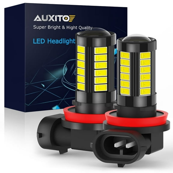 AUXITO H8 H11 H16 LED Fog Light Bulbs High Power 1800 Lumens 6500K Xenon White Replace for Fog Light or DRL,Pack of 2