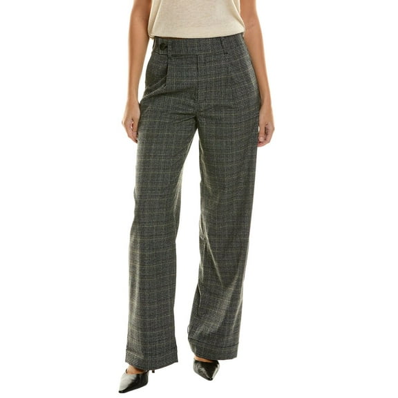 Proenza Schouler womens  White Label Plaid Wide Leg Suiting Pant, 4, Black