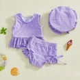 thumbnail image 2 of Gubotare Bathing Suit for Infant Toddler Girl 2Pcs Swimsuit Floral Tops Shorts Swimming Beach Wear Bikinis Bathing Suit Summer18 24 Months (Purple,18-24 Months), 2 of 6