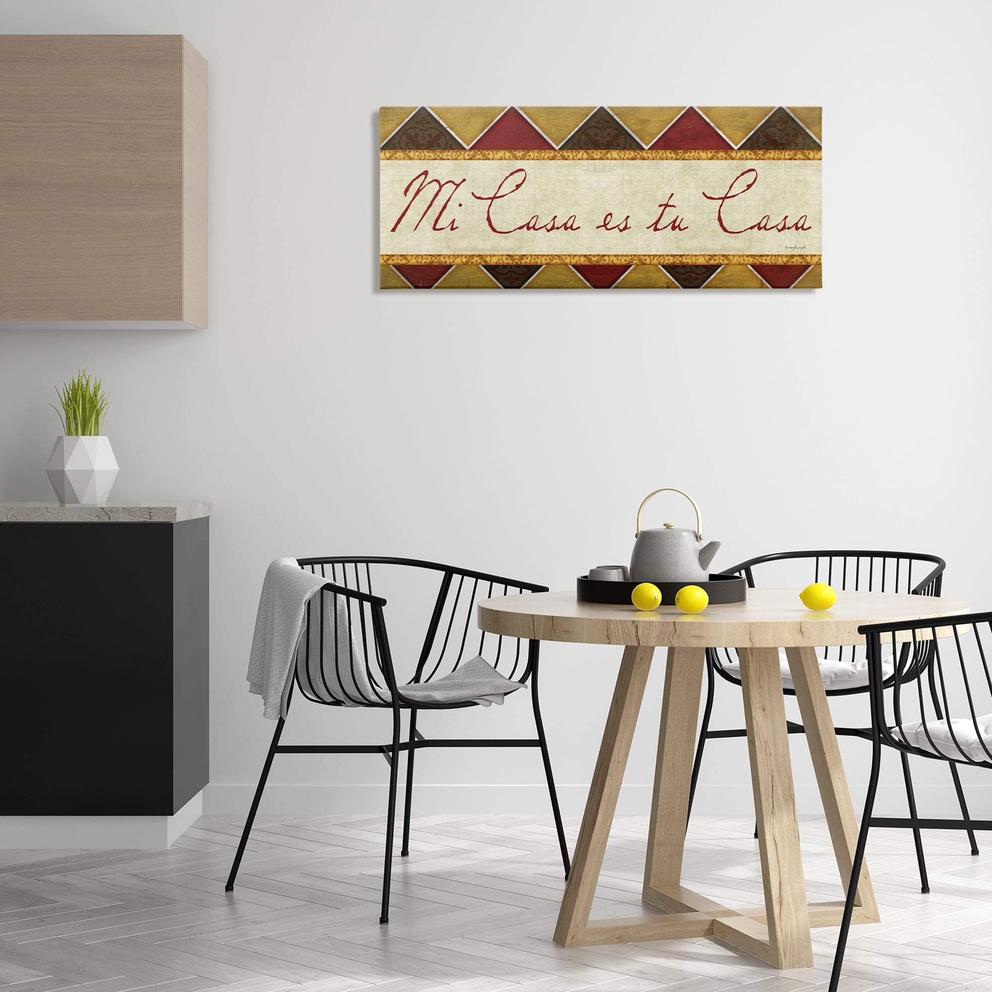 Stupell Industries Bienvenida Mi Casa Tu Casa Signs and Rules Painting Wrapped Canvas Art Print Wall Art, 40 x 17