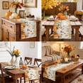 thumbnail image 4 of Orange Green Pumpkins Fall Table Runner - 36 Inch Long Thanksgiving Maple Leaf Retro Cotton and Linen Blended Dress Scarves Farmhouse Table Runner for Kitchen Dining, Coffee Table, 13" x 36", 4 of 8