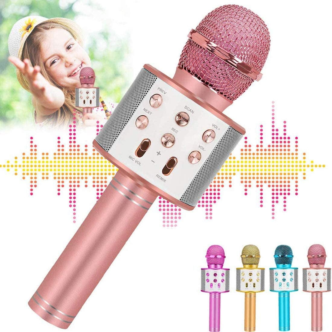Wireless Bluetooth Karaoke Microphone for Kids Home Party Speaker Music Recorder 