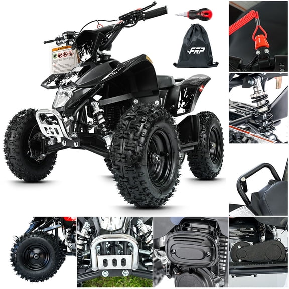 FRP 40cc Gas Powered ATV, 4-Stroke Engine Quad with Front & Rear Disc Brakes, Adjustable Speed Control, Pull Start Off-Road ATV