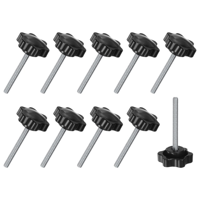 Uxcell 10-Pack Perillas de Sujeción en Estrella, Tornillos de Apriete Manual M6x60mm Mango 38mm