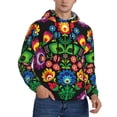 thumbnail image 2 of Balery Traditional Floral Polish Pattern Mens Hoodie Kangaroo Pocket Hoodie Pullover Hooded Sweatshirt Ideal for Daily Wear Travel and Home-3X-Large, 2 of 7