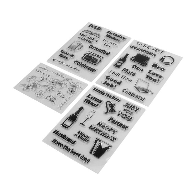 Sellos transparentes, 4 piezas de sellos transparentes, juego de sellos transparentes, sellos de goma transparentes, muy recomendados