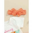 thumbnail image 6 of Musuos Baby Girls Easter Shorts Sets 3 6 12 18M Short Sleeve Letter Embroidery Romper Tops Ruffle PP Shorts Headband Sets, 6 of 10