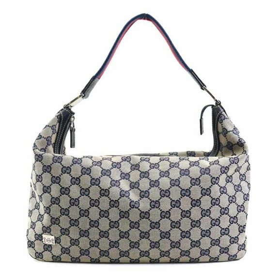 Pre-Owned GUCCI Shoulder Bag GG Canvas Navy Beige Red Silver Women's 146243 e60415g (Good)