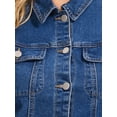 thumbnail image 5 of INSPIRE CHIC Women's Denim Peplum Jacket Casual Button Down Long Sleeve with Pockets Stretchy Ruffle Jean Jackets M Blue, 5 of 6