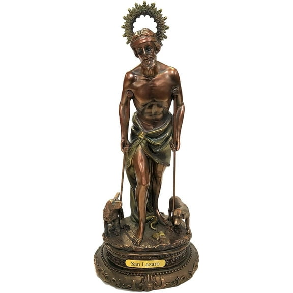 13" Inch Saint Lazarus Bronze Color Statue Figurine Figure San Lazaro Santo St Religious L