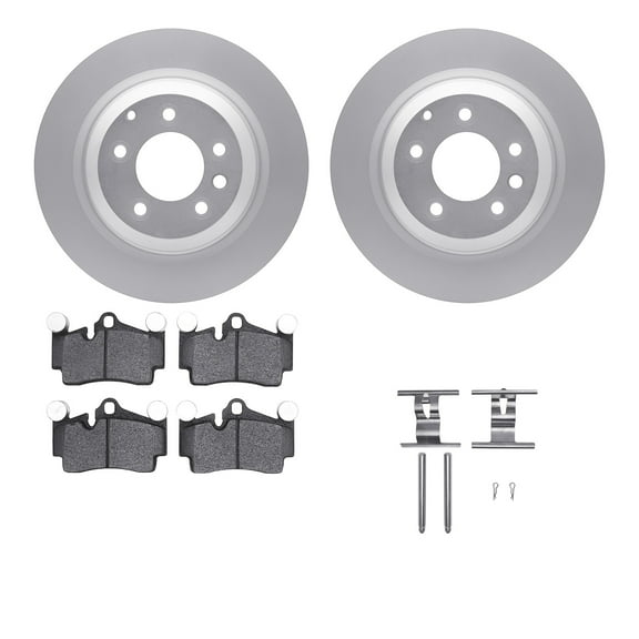 Dynamic Friction Company Rear Geospec Brake Rotors with 5000 Euro Ceramic Brake Pads includes Hardware 4612-02008