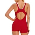 thumbnail image 2 of Zaldita Womens One Piece Swimsuit Beach Swimwear Surfing Bathing Suit Racerback Tank Swim Trunks Red M, 2 of 6