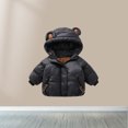 thumbnail image 2 of Odeerbi Toddler Boys Girls Winter Padded Coat Winter Warm Sports Tops Jacket Outerwear Letter Bear Ears Coats Hooded Coat Black 1-2 Years, 2 of 4