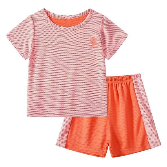 Girls Activewear Sets Short Sleeve Athletic Boys Shirts and Mesh Toddler Boys Shorts 2 Piece Soccer Uniforms for Kids 18-24 Months