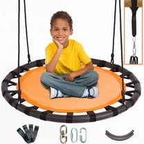 40" Tree Net Web Saucer Round Swing, 600 lbs Weight Limit, Orange & Black