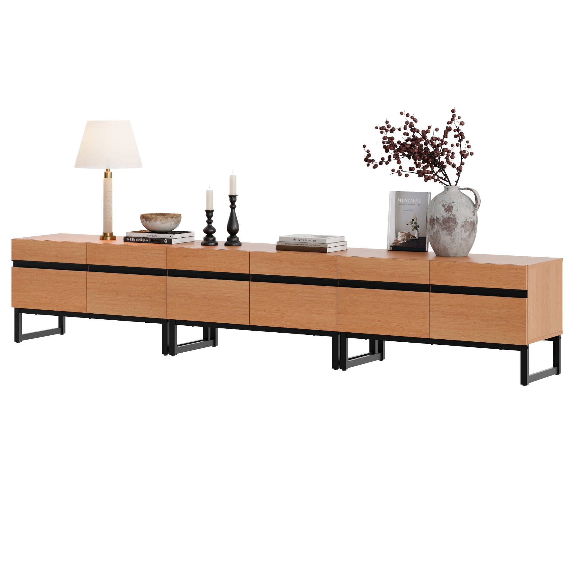 Modern TV Stand for TVs up to 110 inch, 3 in 1 Entertainment Center TV Console with Storage Cabinets and Metal Base,Media Console for Living Room