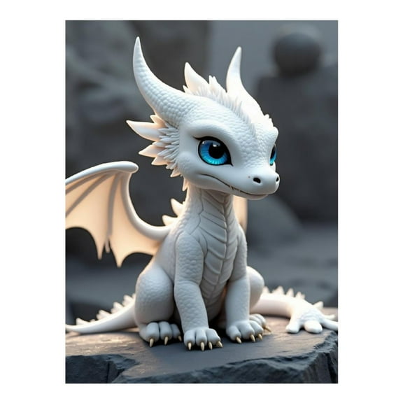 Diamond Art Kit for Adults, Cute Dragon White Print No.5 Diamond Painting for Adults Beginners, 5D DIY Diamond Art Painting Kits, Colorful Diamond Painting Craft for Home Decor 12x16