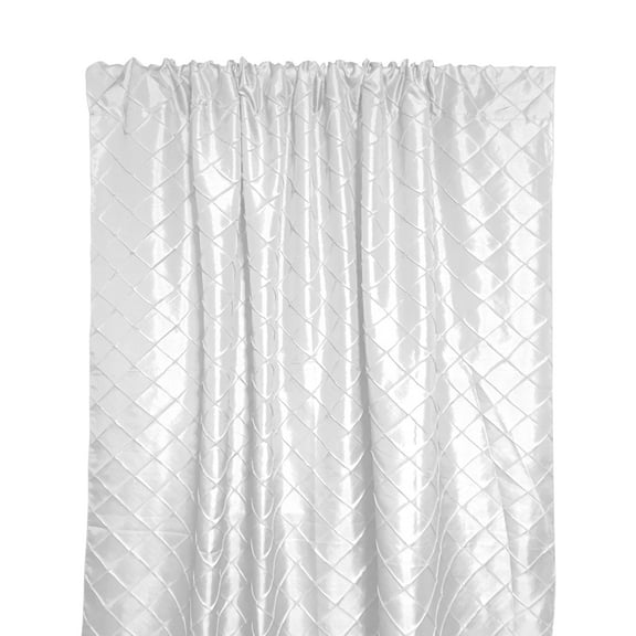 Pintuck Taffeta Cross Stitch Pattern Single Curtain Panel 54 Inch Wide White