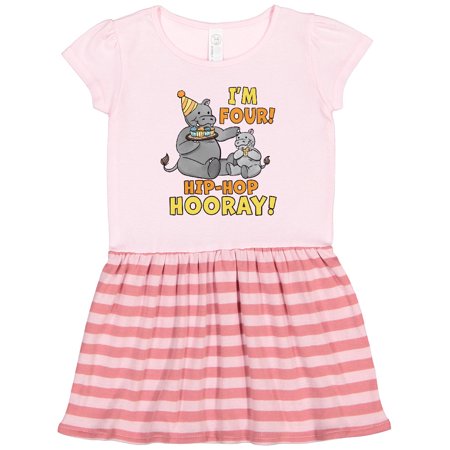 

Inktastic I m 4 Hip Hop Hooray Cute Hippo Family Gift Toddler Girl Dress