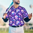 thumbnail image 5 of Zufioo colorful mushroom Skull rainbow Print Men's Baseball Short Sleeve, Moisture Wicking Button-Down Hip Hop Tee-4X-Large, 5 of 7