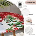 thumbnail image 5 of Round Fitted Tablecloth with Elastic Edge, Red Christmas Waterproof Table Cloth Table Cover for 55"-60" Tables, Snowman Xmas Tree Ball Gifts Winter Tablecloths for Dining Picnic Party Outdoor, 5 of 9