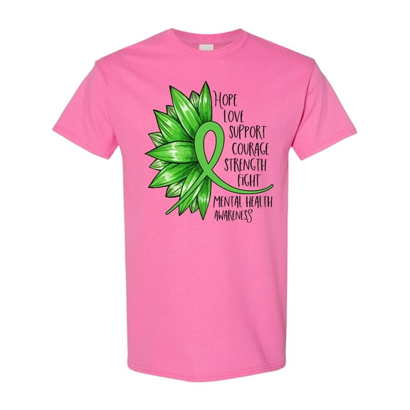 Inktastic Mental Health Awareness Green Sunflower Ribbon T-Shirt
