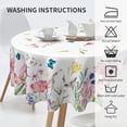 thumbnail image 4 of Easter Cute Bunny Table Cloth Pink Purple White Floral Butterfly Decorative Tablecloth Round 60 Inch Spring Flowers Washable Table Cover For Holiday Party Home Kitchen Dinning Room Picnic Decor, 4 of 6
