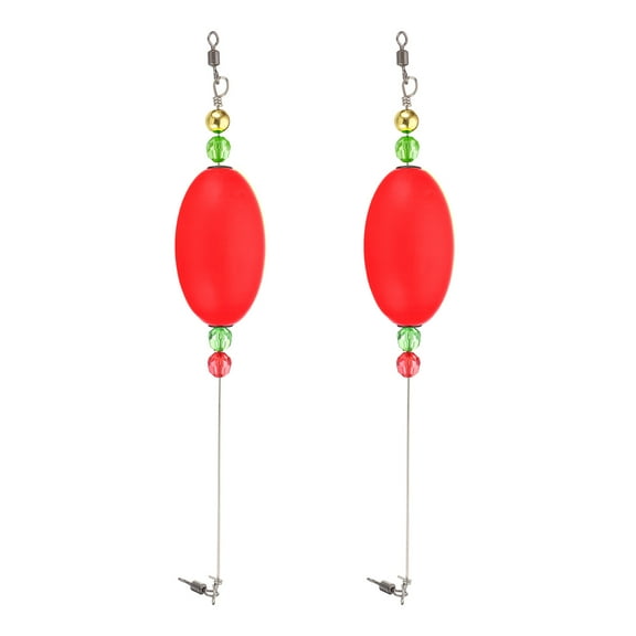 UXcell Fishing Bobbers Floats 10 Inch, 2 Pack Oval Fishing Bobbers Popping Corks Float Weighted Bobbers Fishing Tackle, Red