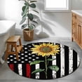 thumbnail image 3 of Round Rugs 4 Ft, Red American Flag Non Slip Area Rugs for Kitchen Bedroom Entryway, Sunflower Vintage USA Flag Washable Carpet Runner Rug Floor Mats for Bedroom Home Decor, 3 of 8