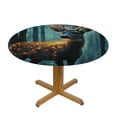 thumbnail image 3 of Autua Round Tablecloth Deer Lights Woods Theme Stain-Resistant Washable for Indoor Outdoor Restaurants Weddings Parties Camping Kitchen Dining 46"-50, 3 of 8