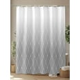 thumbnail image 4 of Fsddascl Gray Ombre Shower Curtain Set - 72" x 78" Washable Bathtub Curtain with 12 Hooks, Modern Geometric Abstract Rhombus Striped Waterproof Fabric Stall Shower Curtains for Bathroom/Bathtub, 4 of 6