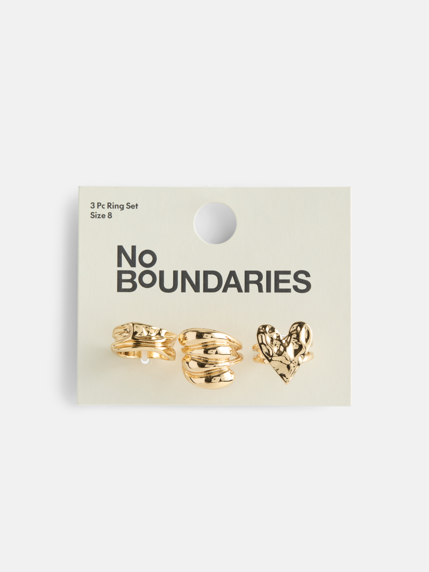 No Boundaries Women's Goldtone Heart Ring Set, 3-Piece photo 2